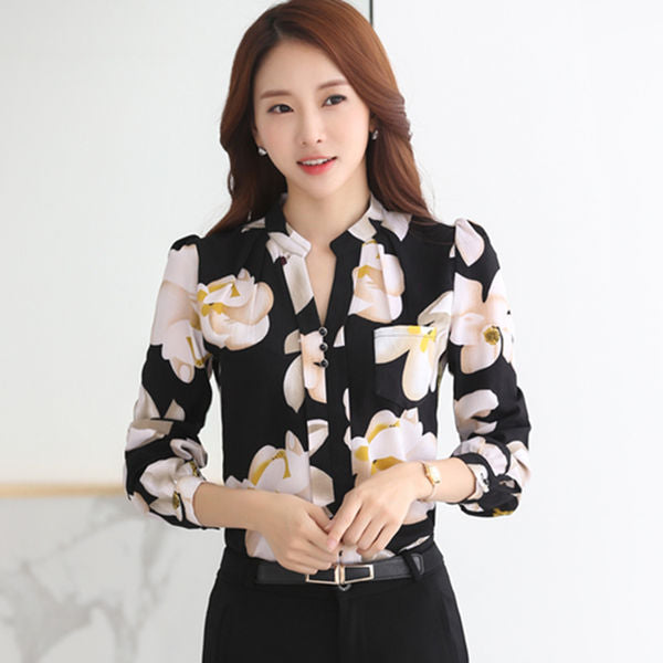 Fashion women tops 2020 ladies tops V-Neck Slim Chiffon blouse shirt Office Work Wear Women shirts Plus Size Blusas 882G 25