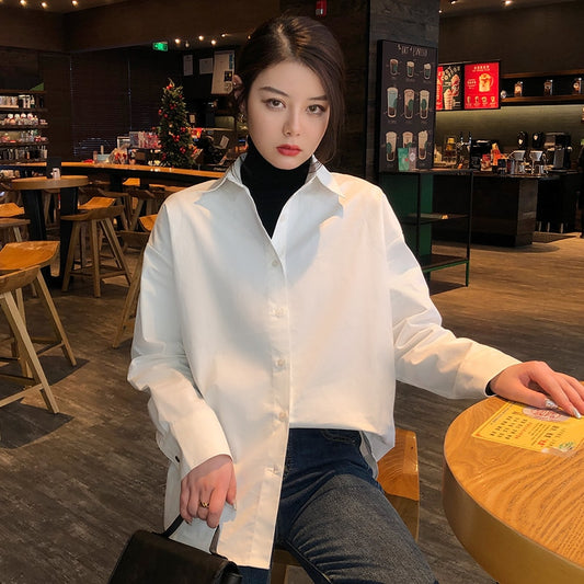 Women White Shirt 2020 Spring Summer New Fashion Korean Casual Long Sleeve Loose Shirts Female Streetwear Blouse Tops