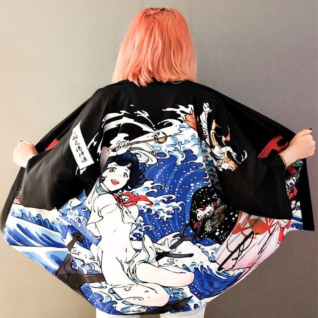 Womens tops and blouses 2020 harajuku kawaii shirt Japanese streetwear outfit kimono cardigan female yukata blouse women  AA001