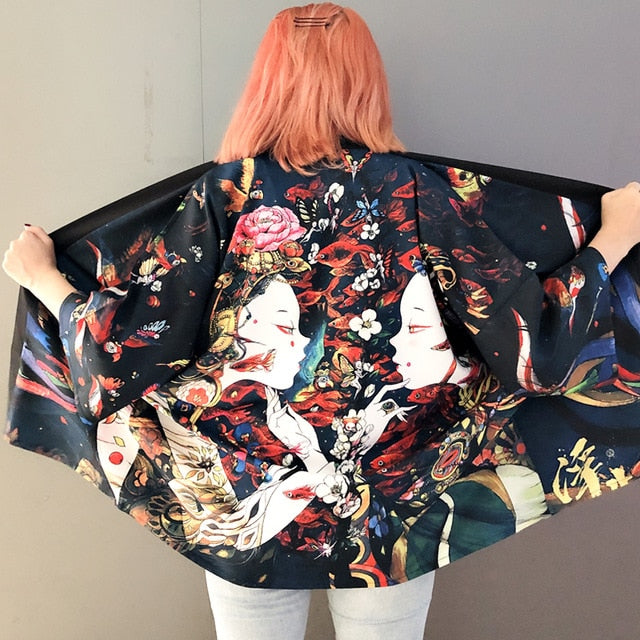 Womens tops and blouses 2020 harajuku kawaii shirt Japanese streetwear outfit kimono cardigan female yukata blouse women  AA001