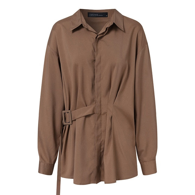 Fashion Women Long Sleeve Blouse ZANZEA Casual Lace Up Shirts Elegant Lapel Neck OL Asymmetric Tops Spring Blusas Femininas 7