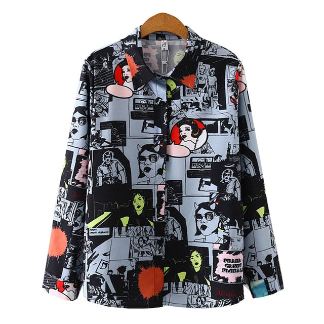 Women Retro Sunflower Print Shirt Oil Painting Print Design Blouse Girl Loose Lapel Tops and Blouses 2020 New