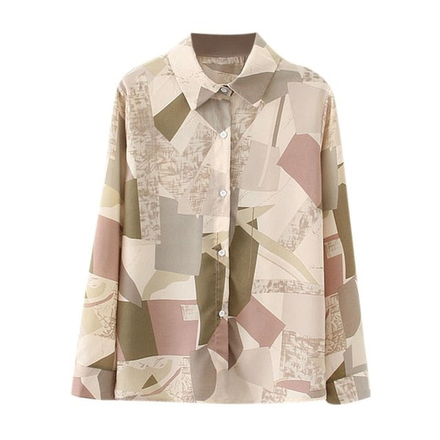 Women Retro Sunflower Print Shirt Oil Painting Print Design Blouse Girl Loose Lapel Tops and Blouses 2020 New