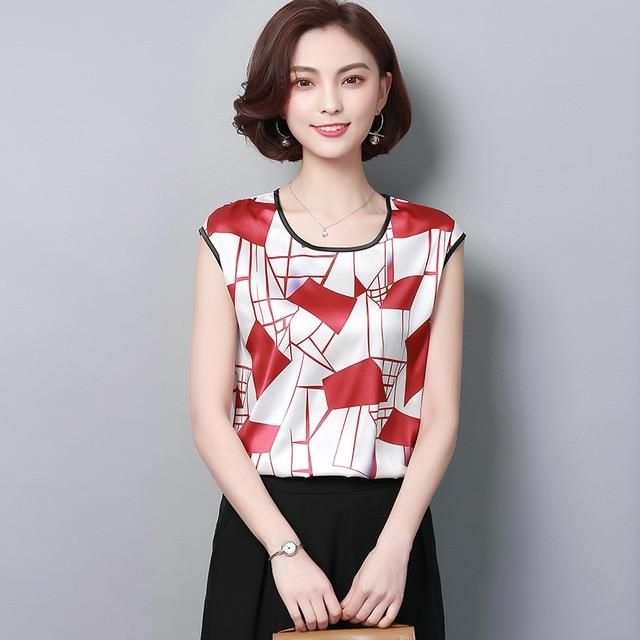 Women's Blouse 2020 Fashion Summer Sexy Casual silk Shirts  Women printed Blouse Shirt Tops Party Girls Blusas Femininas D733 30