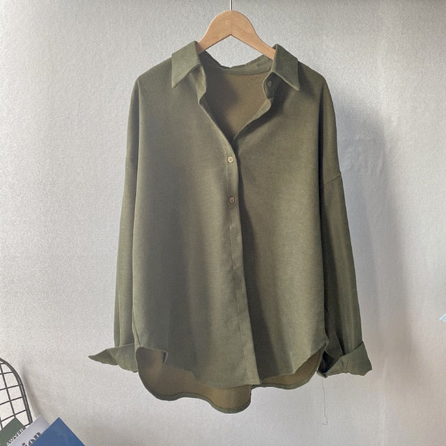 Lizkova Winter Warm Oversized Blouse Women White Plus Size Twill Shirt 2020 Long Sleeve Casual Tops 8876