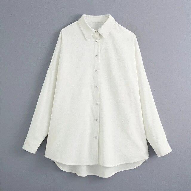 Wixra Women Loose Blouses Shirts Single-breasted Female Shirts New Fashion Autumn Winter Corduroy Tops