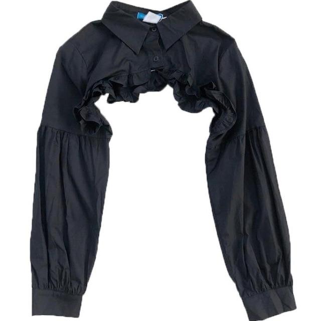 Women Long Sleeve Short Capes Shirts Woman Long Sleeve Short White Shirts Tops