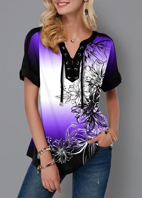 Summer 2021 Sexy 3D Fashion Women Ruffles Printed Tops Tees Big Large Plus Sizes Elegant Femme Blouse Shirt Befree Boho Casual