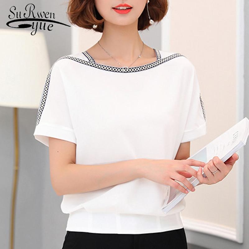 Fashion women blouse shirt 2020 causal plus size short sleeve women tops chiffon blouse women shirt blusas femininas 0370 30