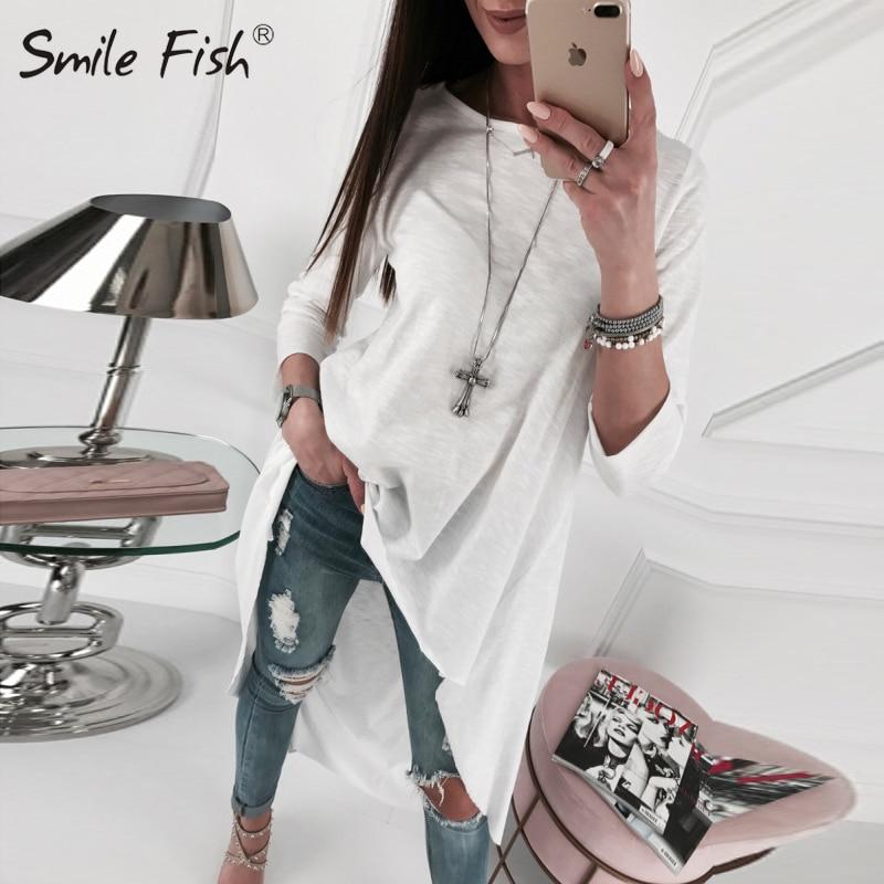 Asymmetrical Tunic Tops Women's Clothes Blouse O-neck Long Sleeve Top Irregular Blusas Loose Plus Size Autumn Shirts GV930