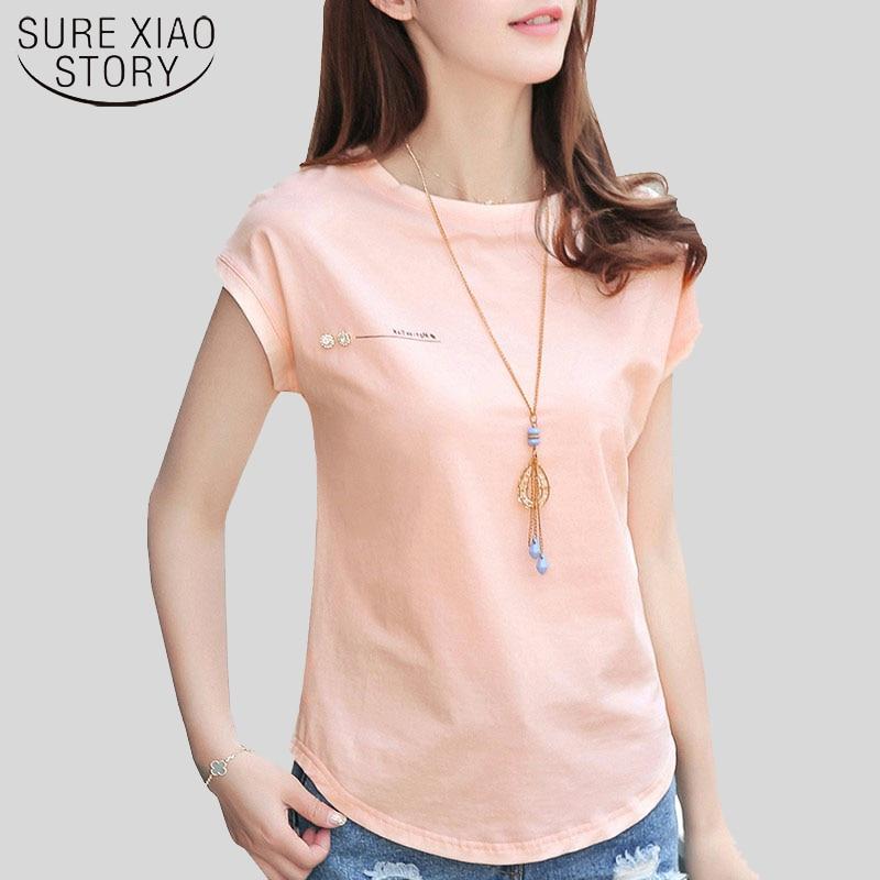 2021 New summer fashion blouses tops Ladies Solid Short Sleeve Pink Camisetas Feminina plus size Letter womens clothing 2299 50
