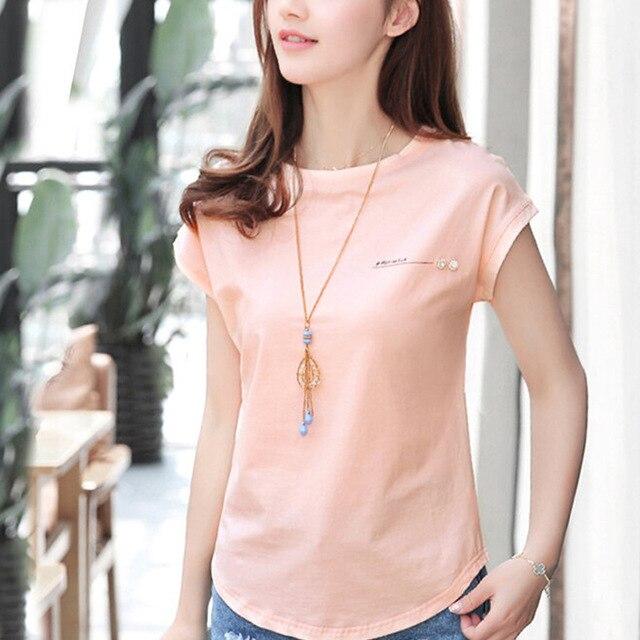 2021 New summer fashion blouses tops Ladies Solid Short Sleeve Pink Camisetas Feminina plus size Letter womens clothing 2299 50