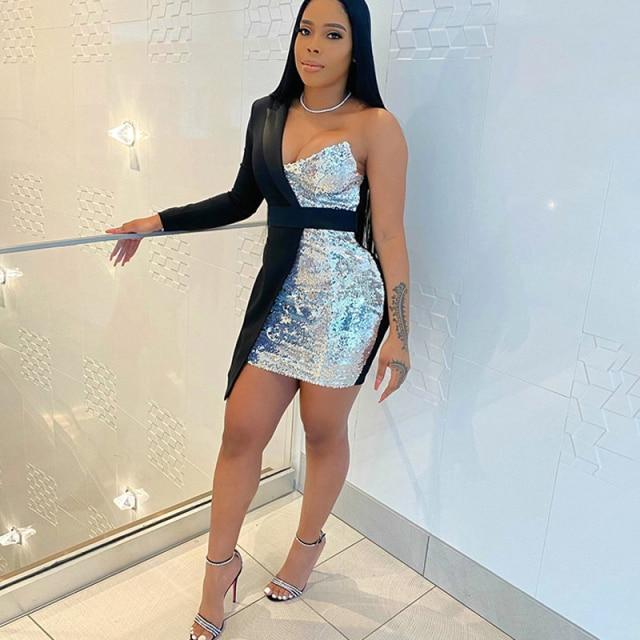 Perspective Sequins Blazer Dress