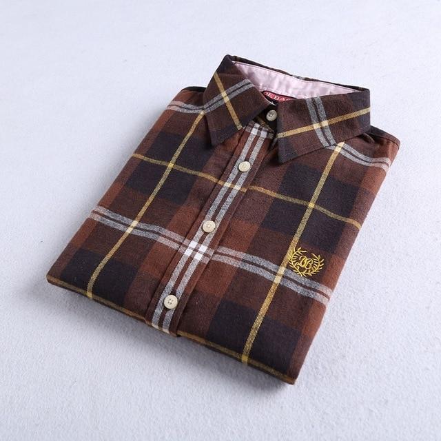 2019 Autumn Winter New Women's Flannel Plaid Shirt 100% Cotton Casual Style Blouses Long Sleeve Shirt Female Blusas Office Tops