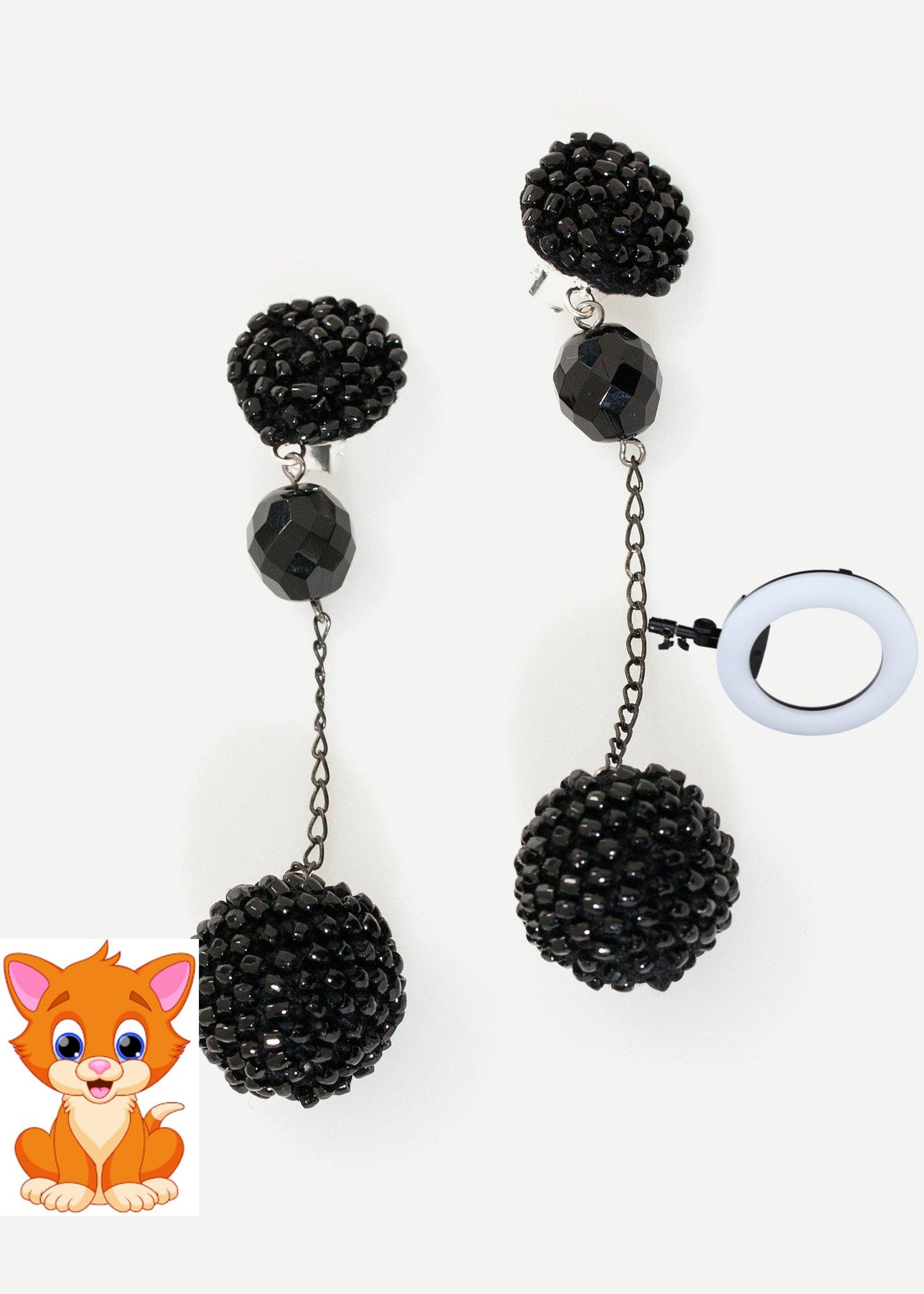 Drop Cluster Earring in Black