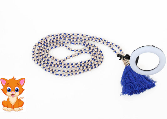 Prayer Bead Necklace in Grey/Blue