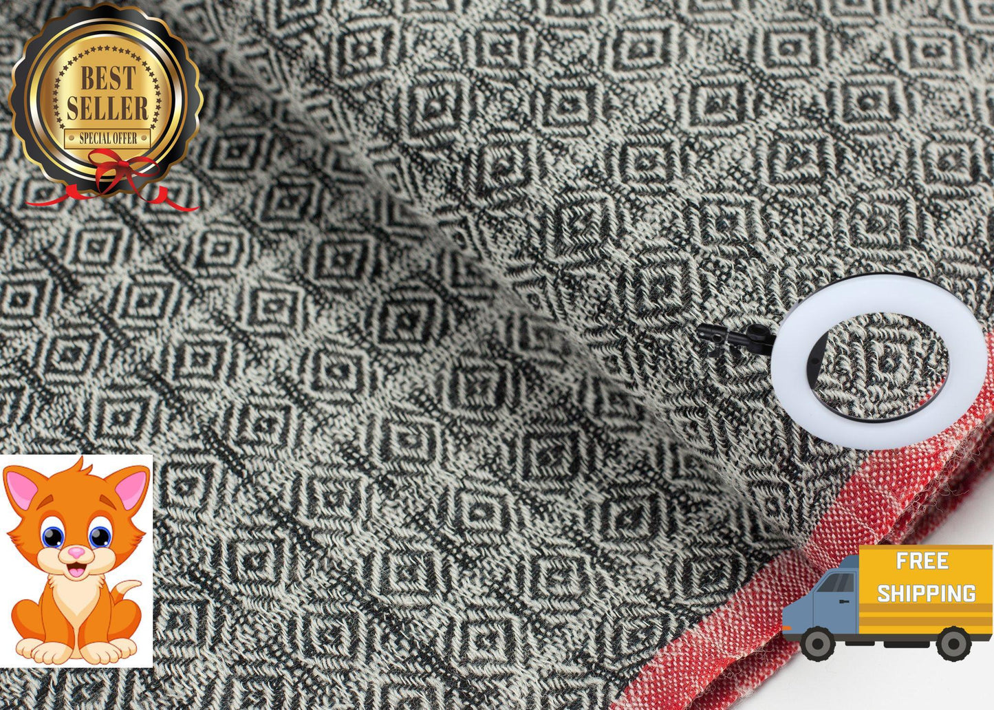 Diamond Scarf in Black/Natural