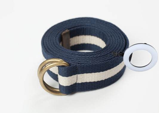Striped Web Belt in Navy/White